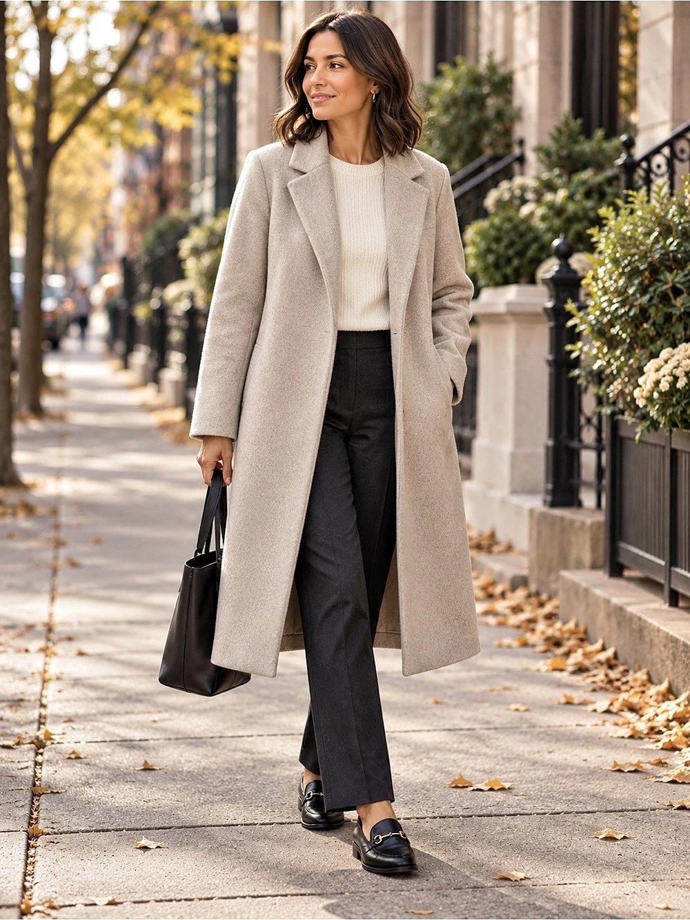 Zara Beige Taupe Longline Open-Front Coat Size S Preppy Office Academia Classic
